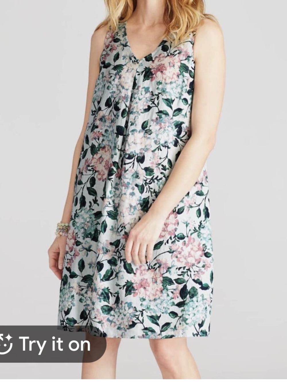 J. Jill dress Floral A-Line love linen in Pink and Green linen small petite